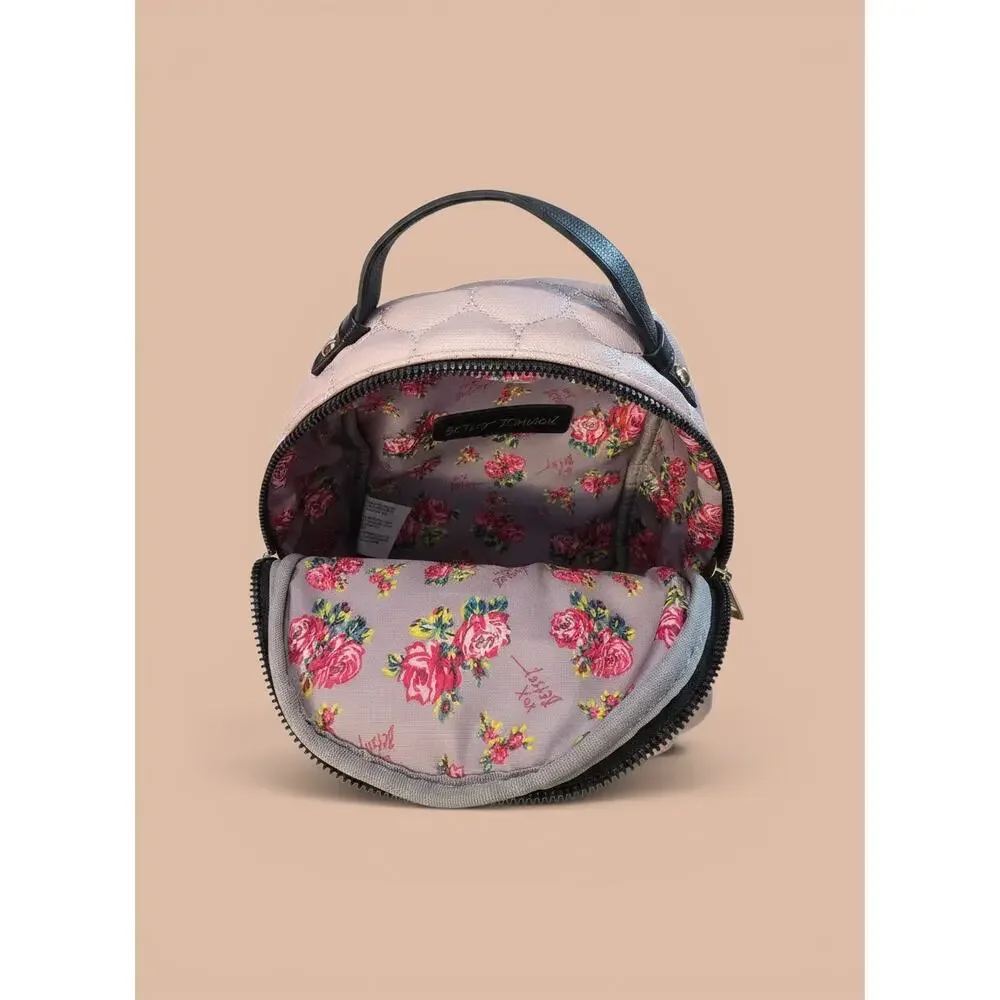 Betsey Johnson Pink Quilted Heart Dog Face Mini Backpack Kitsch Kawaii